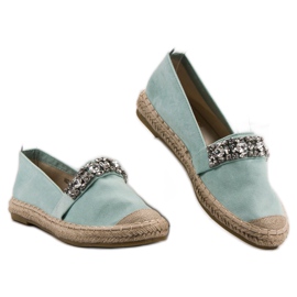 Bestelle Semišové espadrilky s krystaly zelený 2