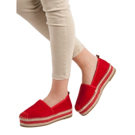Coura Semišové espadrilky na platformě červené 1