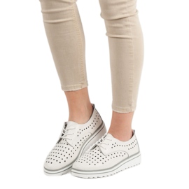 Kylie Kožené prolamované boty bílý 2