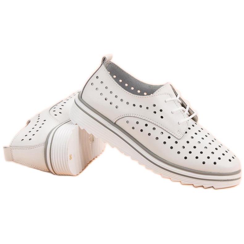 Kylie Kožené prolamované boty bílý 1