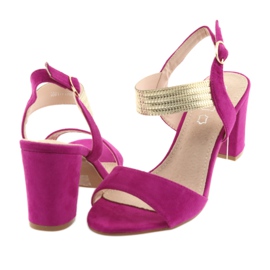 Sandály na sloupek Filippo DS817 fuchsie / zlato růžový žluť 4