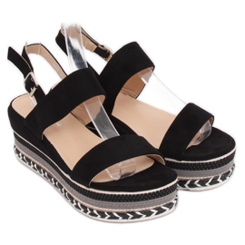 Sandály na vysoké podrážce černé 9073 Black černý 2