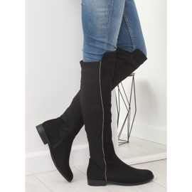 Černé stehenní vysoké elastické boty 168-188 Black II-GAT černý 2