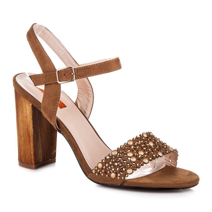 Beauty Girl'S Prolamované sandály na vysokých podpatcích hnědý 1