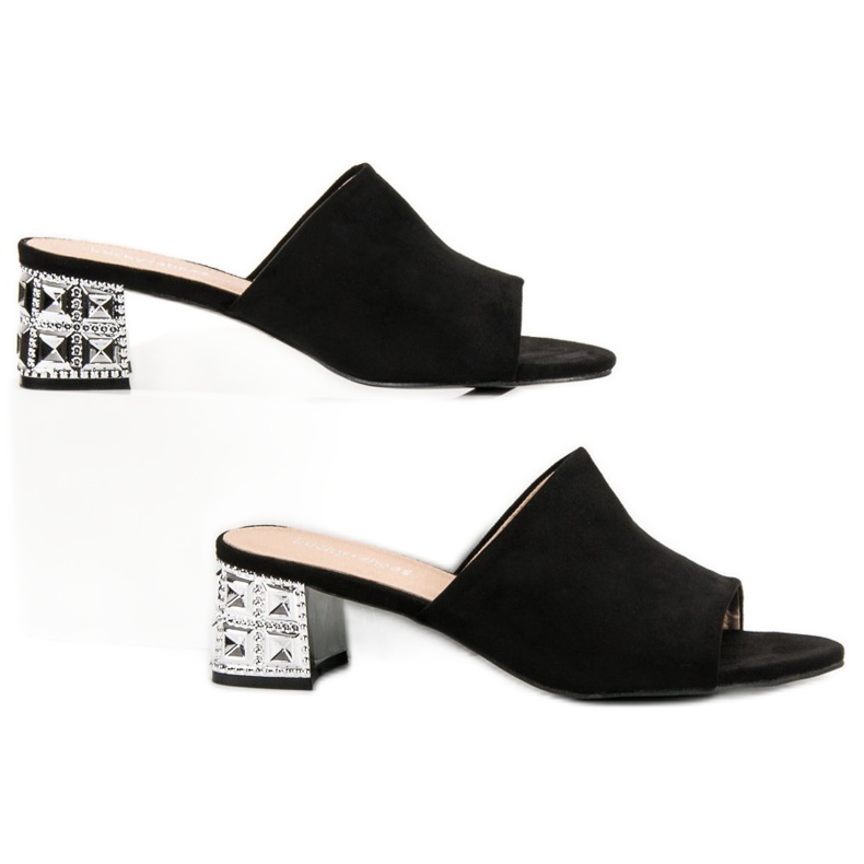 Lucky Shoes Semišové sandály na vysokém podpatku černá 2