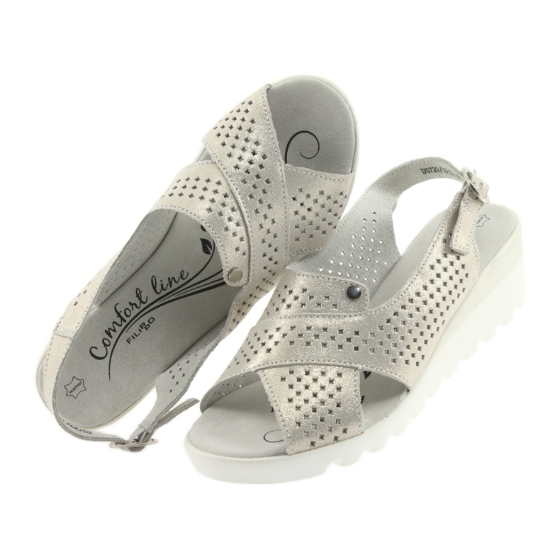 Zlaté dámské sandály na klínku Filippo 729 zlatý 4