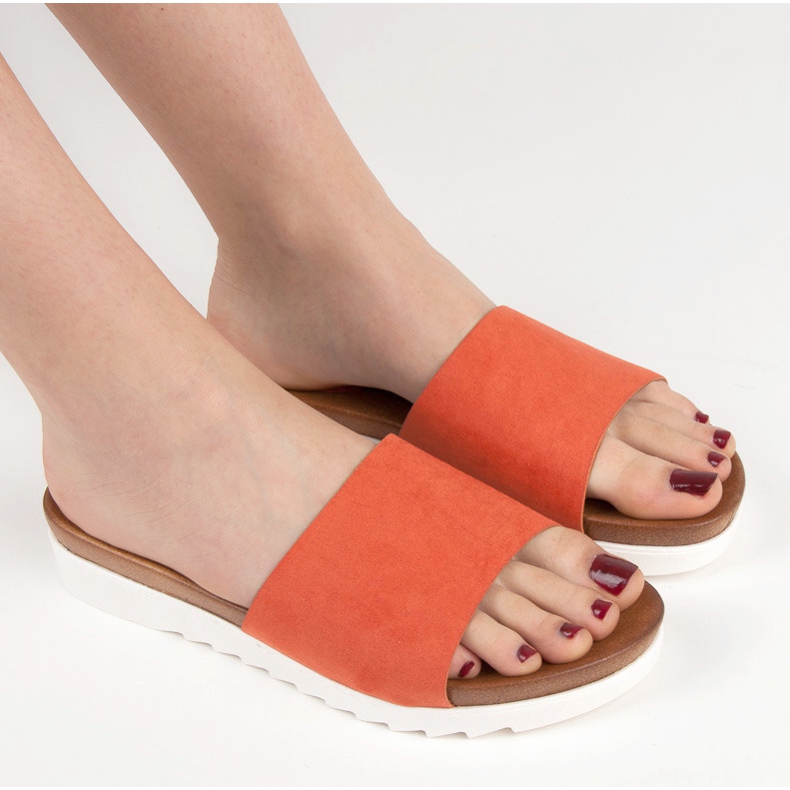 Oranžové semišové pantofle VINCEZA oranžový 1