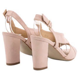 Abloom Elegantní semišové sandály růžový 5