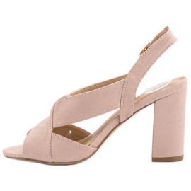 Abloom Elegantní semišové sandály růžový 4