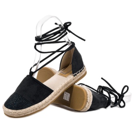 Seastar Svázané espadrilky s krystaly černá 1