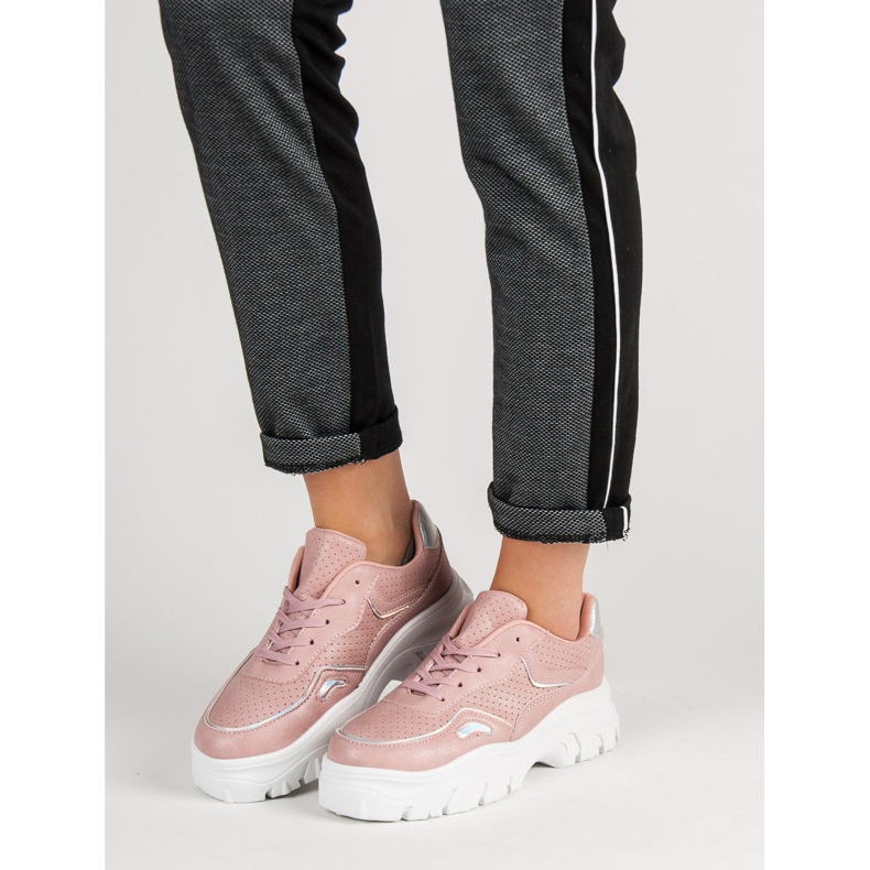 Růžové tenisky s efektem holo růžový 2