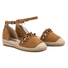 Best Shoes Velbloudí espadrilky s květinami hnědý 1 Best Shoes Velbloudí espadrilky s květinami hnědý 1