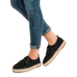 Small Swan Prolamované semišové brogues černý 1