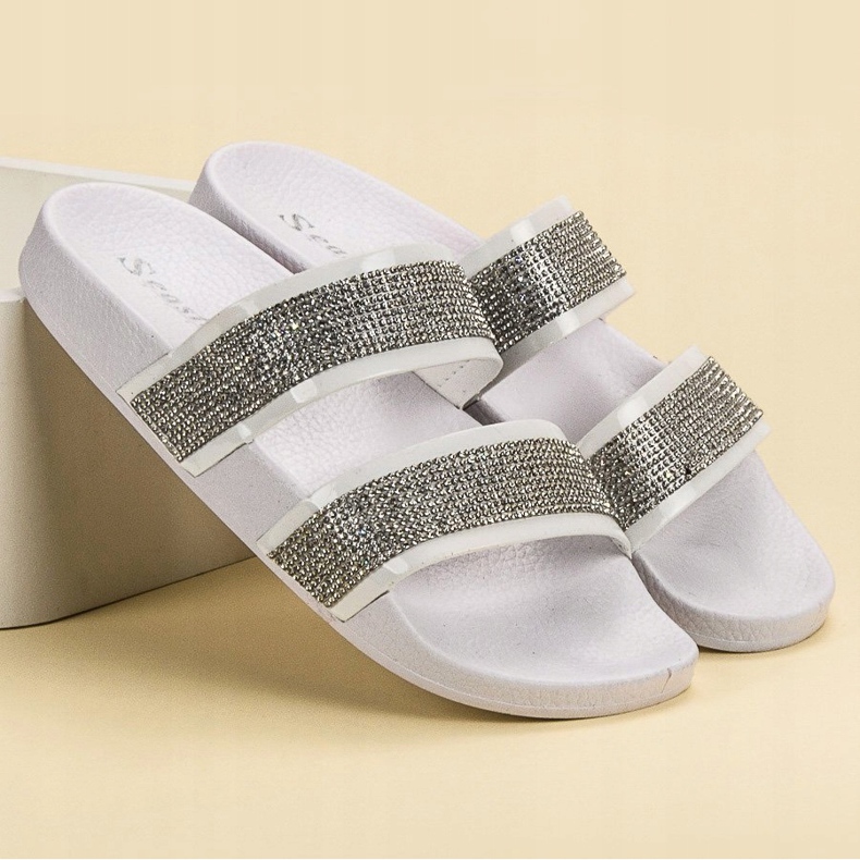 Seastar Bílé pantofle s krystaly bílý vícebarevný 1