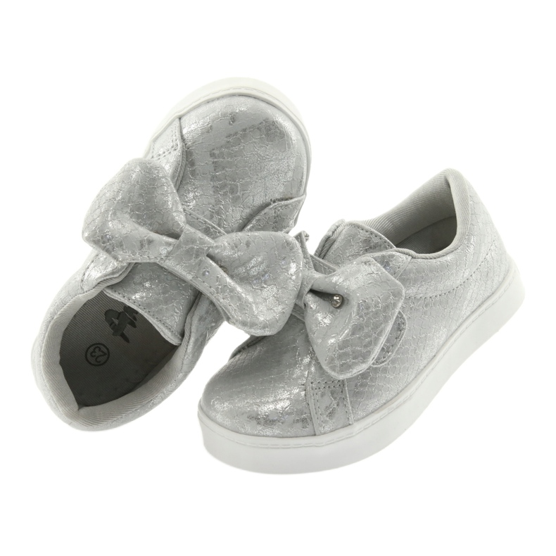 Tenisky ES23 se stříbrnou mašlí American Club šedá 4