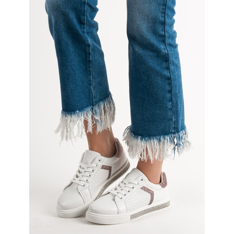 Ideal Shoes Sportovní obuv s kubickým zirkonem bílý 1