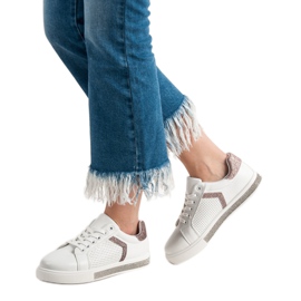 Ideal Shoes Sportovní obuv s kubickým zirkonem bílý 2