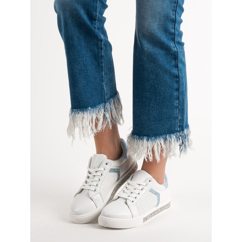 Ideal Shoes Sportovní obuv s kubickým zirkonem bílý 1