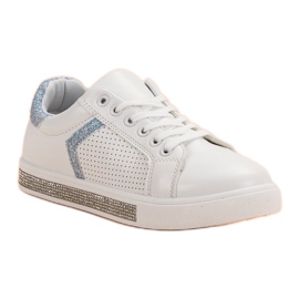 Ideal Shoes Sportovní obuv s kubickým zirkonem bílý 4