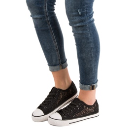 SHELOVET Krajkové tenisky černá 1