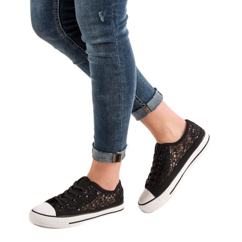 SHELOVET Krajkové tenisky černá 2