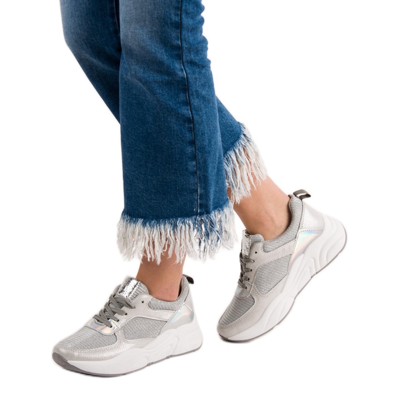 Ideal Shoes Stříbrné sportovní boty šedá 2