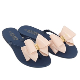 Žabky meliski navy blue-beige KM104 NAVY / D.BEIGE hnědý námořnická modř 2