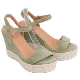 Zelené klínové sandály JS-2952 DK.GREEN zelený 2