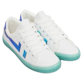 Dámské bílé a zelené tenisky B0-08 BÍLÁ / L. ZELENÁ bílý 1