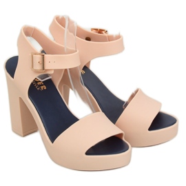 Sandály na vysokém podpatku meliski beige KM202 D.BEIGE / NAVY béžový 1