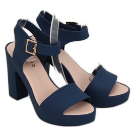Sandály na vysokém podpatku Meliski KM202 Navy blue námořnická modř 1