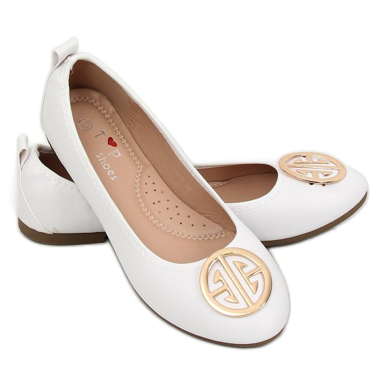 Bílé dámské balerínky VS-660 White bílý 1 Bílé dámské balerínky VS-660 White bílý 1