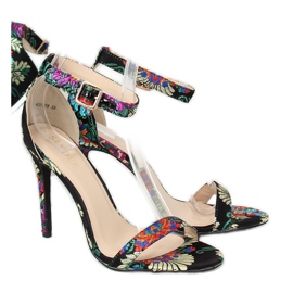 Orientální černé sandály KSL708 Black černý vícebarevný 2
