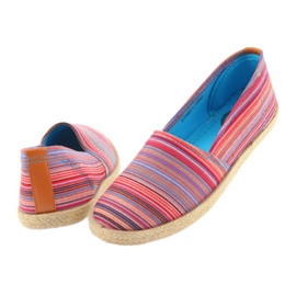 McKey 821 Espadrilles hnědý červený modrý růžový 4