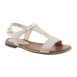 M.Daszyński Sandály na podpatku Daszyński 1583 pearl béžová hnědý šedá 1 M.Daszyński Sandály na podpatku Daszyński 1583 pearl béžová hnědý šedá 1