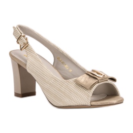 SHELOVET Elegantní sandály s mašlí žluť 2