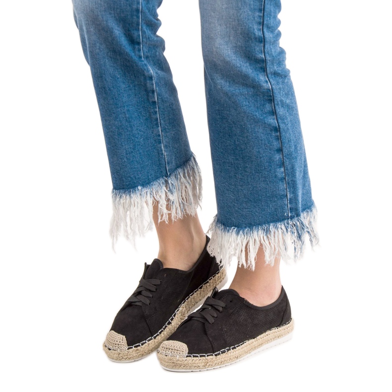 Ideal Shoes Šněrovací espadrilky černá 2