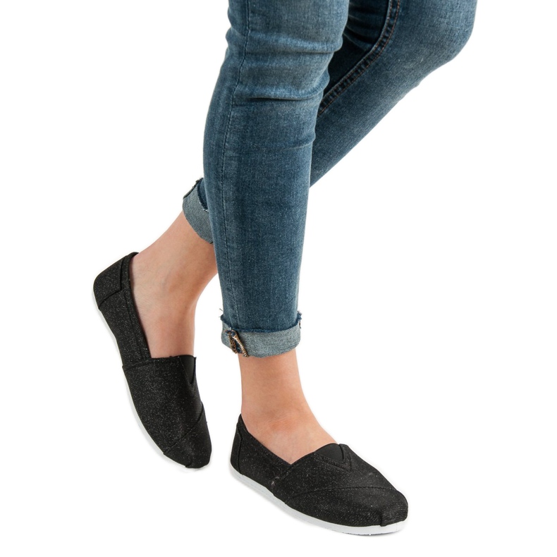 SHELOVET Třpytivé nazouvací tenisky černá 2