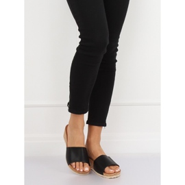 Černé korkové klínové pantofle 3527-12 černé černá 2