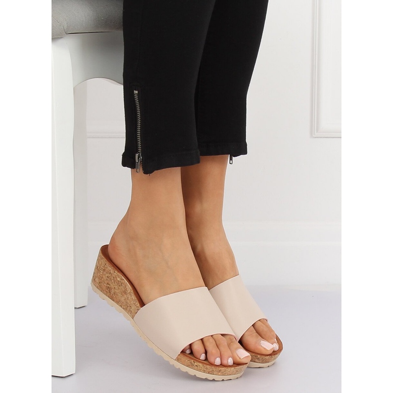 Béžové korkové klínové podpatky 3527-12 Béžové béžový 1