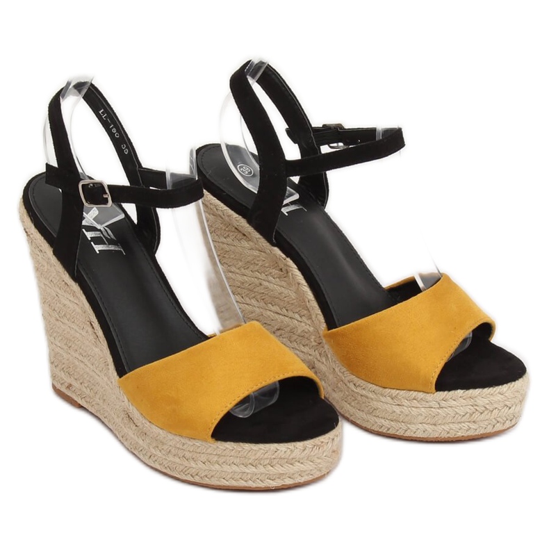 Žluté espadrilky na klíncích, žluté LL-190 žluté žluť 1