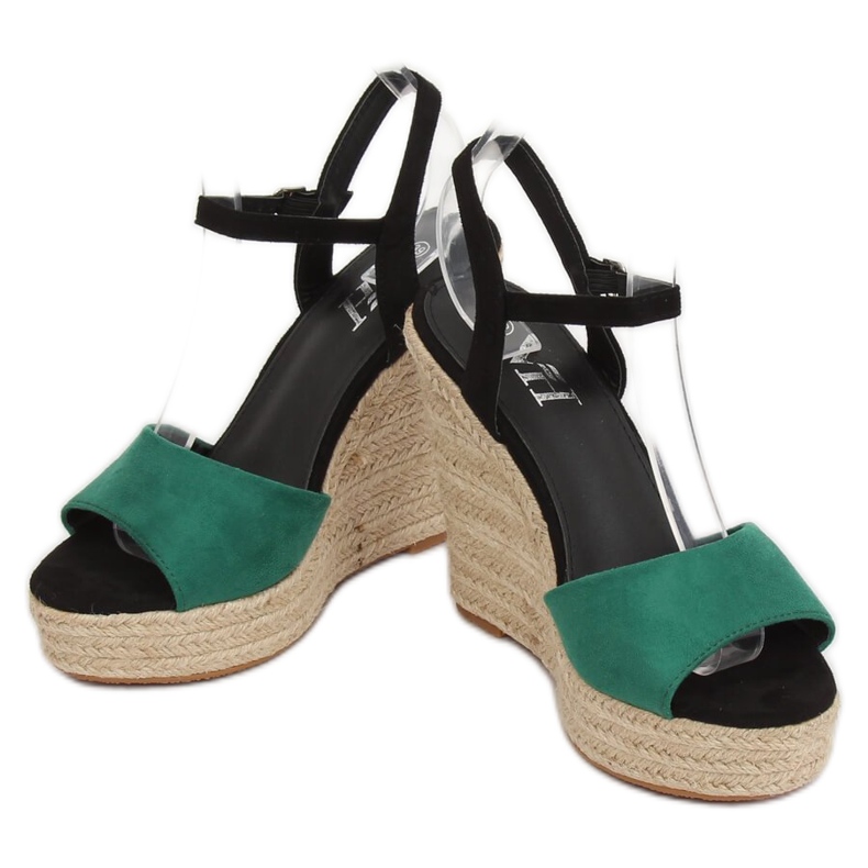 Zelené espadrilky na klíncích LL-190 Green zelená 1 Zelené espadrilky na klíncích LL-190 Green zelená 1