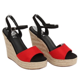 Červené espadrilky na klíncích, červené LL-190 Červené červený 1