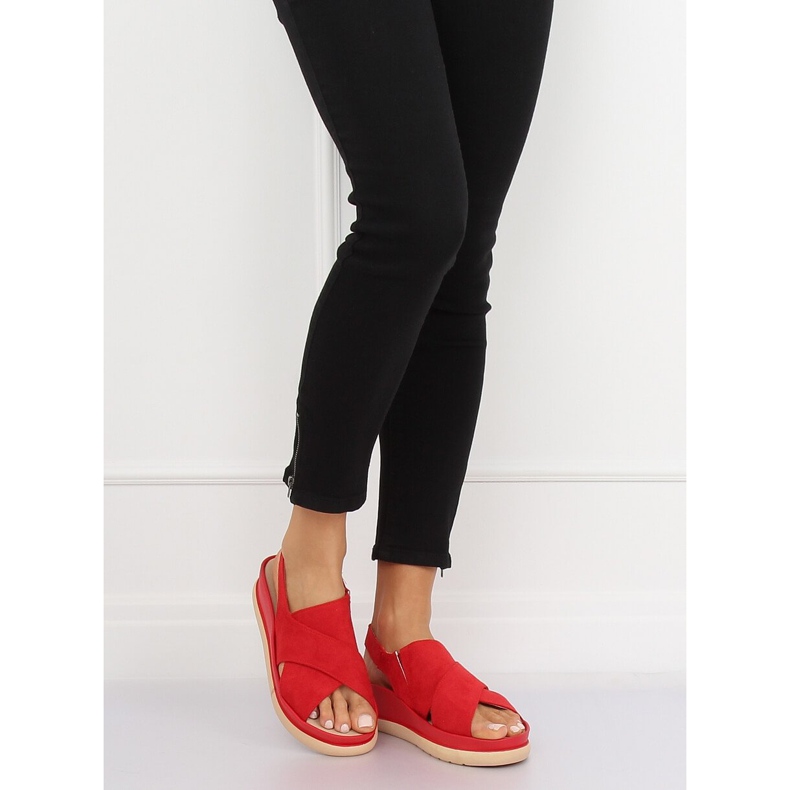 Červené dámské sandály G-202 Red 2