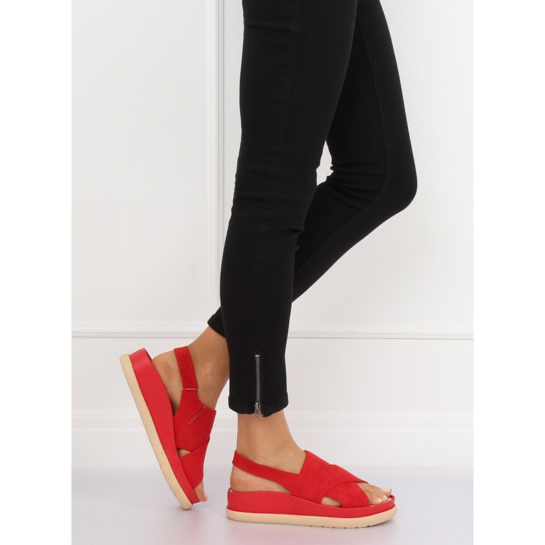 Červené dámské sandály G-202 Red 1