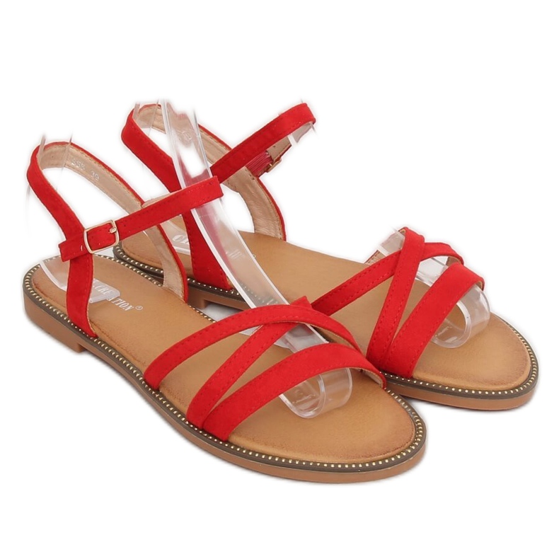 Červené dámské sandály S55 Red červený 2