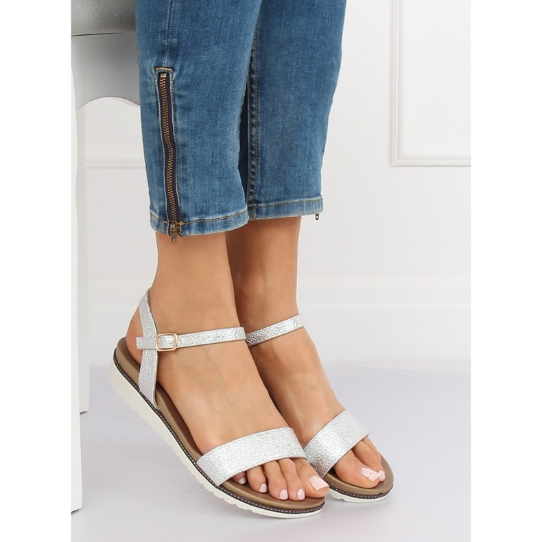 Stříbrné dámské sandály S18-33 Silver šedá 1