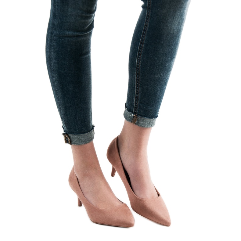 SHELOVET Podpatky z práškového semiše růžový 1