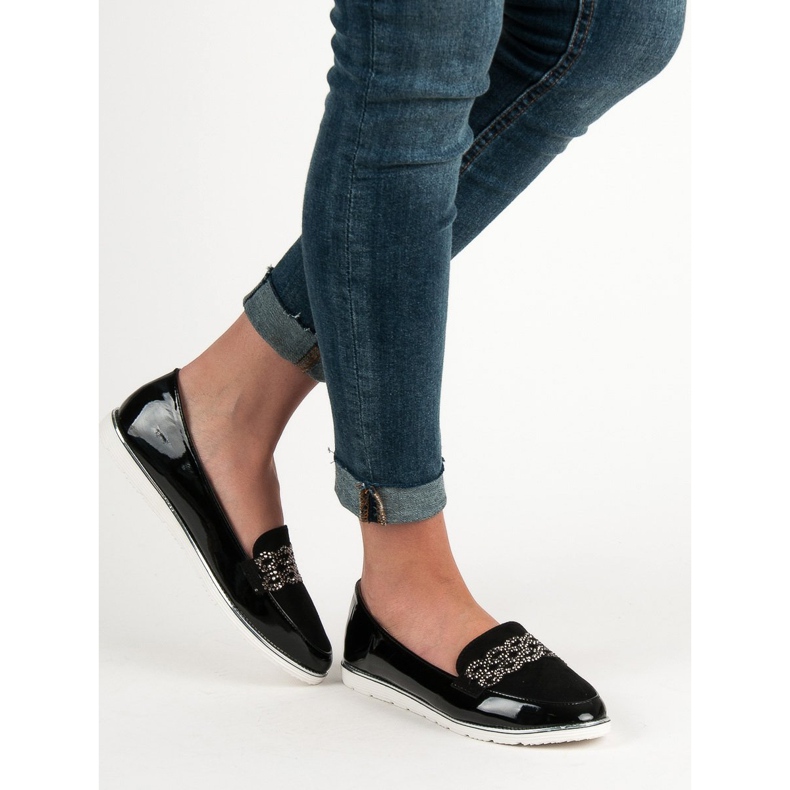 SHELOVET Lakované mokasíny černý 1