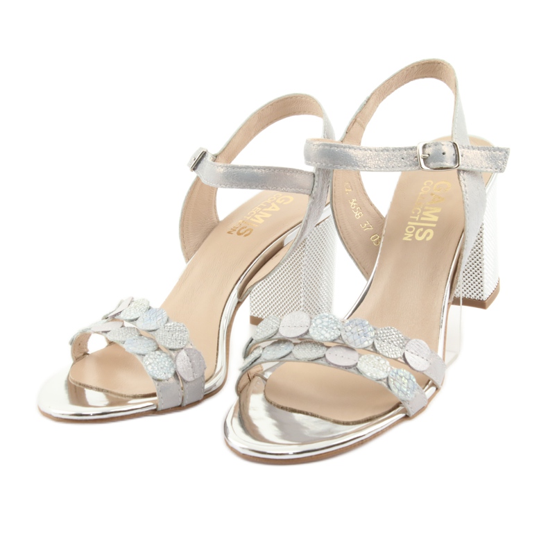 Dámské stříbrné sandály Gamis 3658 modrý šedá růžový 6